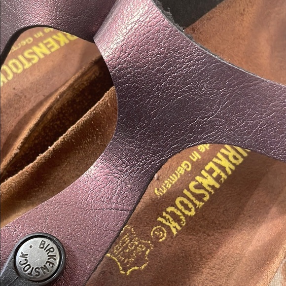 Birkenstock Gizeh Purple Natural Leather Thong Sandal Ergonomic Cork Footbed - Picture 4 of 11